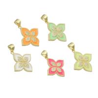 Cubic Zirconia Micro Pave Brass Pendant gold color plated DIY & micro pave cubic zirconia & enamel Approx 3mm Sold By Lot
