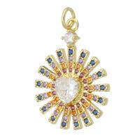 Cubic Zirconia Micro Pave Brass Pendant, gold color plated, DIY & micro pave cubic zirconia, multi-colored, 19.50x25x3.50mm, Hole:Approx 3mm, 10PCs/Lot, Sold By Lot