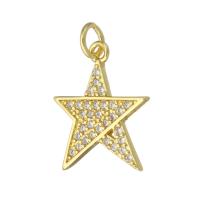 Cubic Zirconia Micro Pave Brass Pendant, Star, gold color plated, DIY & micro pave cubic zirconia, golden, 15x17.50x2mm, Hole:Approx 3mm, 10PCs/Lot, Sold By Lot