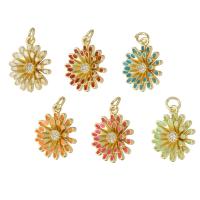 Cubic Zirconia Micro Pave Brass Pendant, Flower, gold color plated, DIY & micro pave cubic zirconia & enamel, more colors for choice, 15x18x5.50mm, Hole:Approx 3mm, 10PCs/Lot, Sold By Lot