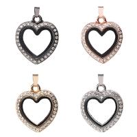 Floating Charms Pendant, Tibetan Style, with Glass, Heart, plated, Unisex & with rhinestone, more colors for choice, nickel, lead & cadmium free, 23x32mm, Sold By PC