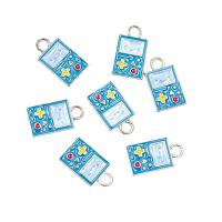 Tibetan Style Enamel Pendants, Rectangle, gold color plated, Unisex, blue, nickel, lead & cadmium free, 8x15mm, Sold By PC