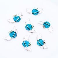 Zinc Alloy Enamel Pendants gold color plated Unisex & with rhinestone blue nickel lead & cadmium free Sold By PC