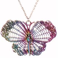 Zinklegierung Schmuck Halskette, Schmetterling, unisex & verschiedene Stile für Wahl & hohl, farbenfroh, frei von Nickel, Blei & Kadmium, 47x68x5mm, Länge ca. 17.72 ZollInch, verkauft von PC