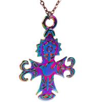 Tibetan Style Jewelry Necklace, Cross, Unisex & different styles for choice, multi-colored, nickel, lead & cadmium free, 30x47mm, Length:Approx 17.72 Inch, Sold By PC