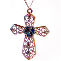 Zinc Alloy Jewelry Necklace Cross Unisex & hollow multi-colored nickel lead & cadmium free Length Approx 17.72 Inch Sold By PC