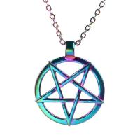 Zinc Alloy Jewelry Necklace pentagram Unisex & hollow multi-colored nickel lead & cadmium free Length Approx 17.72 Inch Sold By PC