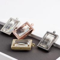 Floating Charms Pendant Zinc Alloy with Crystal Rectangle plated Unisex & faceted & with rhinestone nickel lead & cadmium free Sold By PC