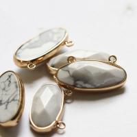 Gemstone Connector Agate with Brass Oval gold color plated DIY & faceted Sold By PC