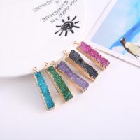 Quartz Gemstone Pendants, with Brass, Rectangle, gold color plated, fashion jewelry & druzy style, more colors for choice, 40mm, Sold By PC