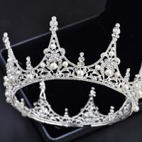 Bridal Tiaras, Tibetan Style, with Plastic Pearl, silver color plated, for woman & with rhinestone, nickel, lead & cadmium free, 145x70mm, Sold By PC