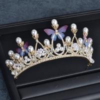 Bridal Tiaras Zinc Alloy with Plastic Pearl gold color plated for children & with rhinestone nickel lead & cadmium free Sold By PC