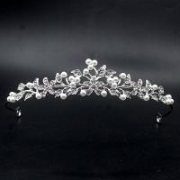 Krone, Zinklegierung, mit Kunststoff Perlen, plattiert, für Frau & mit Strass, frei von Nickel, Blei & Kadmium, 140x25mm, verkauft von PC