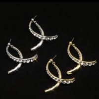 Zinc Alloy Drop Earrings Fish plated Korean style & for woman & with rhinestone nickel lead & cadmium free Sold By Pair