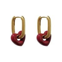 Huggie Hoop Drop Earring, Brass, Heart, gold color plated, Korean style & for woman & hollow, nickel, lead & cadmium free, 20x60mm, Sold By Pair