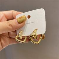 Brass Hoop Earring Heart plated Korean style & for woman & hollow nickel lead & cadmium free Sold By Pair