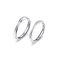 Couple Finger Rings, 925 Sterling Silver, platinum color plated, Adjustable & different size for choice & micro pave cubic zirconia, Sold By PC