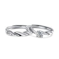 Couple Finger Rings, 925 Sterling Silver, platinum color plated, Adjustable & different size for choice & micro pave cubic zirconia, Sold By PC