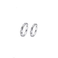 Ehepaar Fingerringe, 925er Sterling Silber, Platinfarbe platiniert, Einstellbar & mit Brief Muster, verkauft von PC