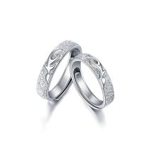 Couple Finger Rings, 925 Sterling Silver, platinum color plated, Adjustable & different size for choice & frosted, Sold By PC