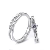 Couple Finger Rings, 925 Sterling Silver, platinum color plated, Adjustable & different styles for choice & micro pave cubic zirconia, Sold By PC