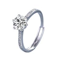 Cubic Zirconia Micro Pave 925 Sterling Silver Rings, platinum color plated, Adjustable & different styles for choice & micro pave cubic zirconia, Sold By PC