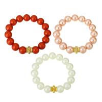 Plastic Bracelet, Stainless Steel, with Plastic Pearl, Unisex, more colors for choice, 9*12mm,12*12mm, Length:Approx 7 Inch, Sold By PC