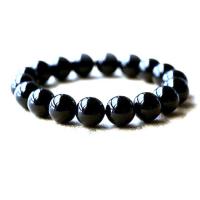 Black Agate Bracelets, Round, Unisex & different size for choice & radiation protection, black, Sold Per Approx 16-21 cm Strand