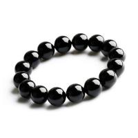 Black Agate Bracelets, Round, Unisex & different size for choice, black, Sold Per Approx 16-21 cm Strand