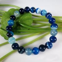 Agate Jewelry Bracelet Round Unisex sea blue Sold Per Approx 16-17 cm Strand