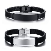 PU Leather Cord Bracelets, 304 Stainless Steel, with PU Leather, for man, more colors for choice, Length:Approx 21.5 cm, Approx 21 cm, Sold By PC