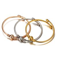 304 Stainless Steel Cuff Bangle Vacuum Ion Plating three pieces & for woman mixed colors Length Approx 6.89 Inch Sold By Set
