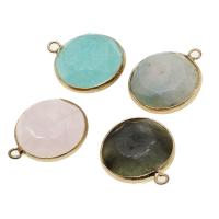 Gemstone Pendants Jewelry, with Tibetan Style, Round, more colors for choice, 26x27x7mm, Sold By PC