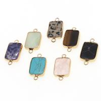 Gemstone Connector, with Tibetan Style, Square, more colors for choice, 28x15x3mm, Sold By PC