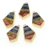 Natural Imperial Jasper Pendants, Impression Jasper, with Tibetan Style, mixed colors, 31x18x7mm, Sold By PC