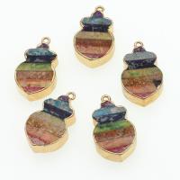 Natural Imperial Jasper Pendants Impression Jasper with Zinc Alloy Calabash mixed colors Sold By PC