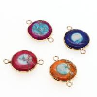 Gemstone Connector Zinc Alloy with Impression Jasper Round Sold By PC