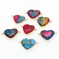 Драгоценный камень разъем, цинковый сплав, с Царский джаспер, Сердце, Много цветов для выбора, 21x32x5mm, продается PC