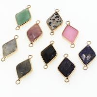 Conector de gemstone, misto de pedras semi-preciosas, with liga de zinco, Quadrado, Mais cores pare escolha, 30x16x4mm, vendido por PC