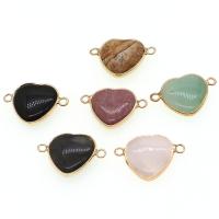 Драгоценный камень разъем, Полудрагоценный камень, с цинковый сплав, Сердце, Много цветов для выбора, 19x27x6mm, продается PC