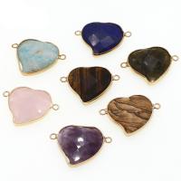 Драгоценный камень разъем, Полудрагоценный камень, с цинковый сплав, Сердце, Много цветов для выбора, 26x35x5mm, продается PC