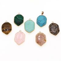 Gemstone Pendants Jewelry, with Tibetan Style, more colors for choice, 36x23x6mm, Sold By PC
