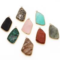 Gemstone Pendants Jewelry, with Tibetan Style, more colors for choice, 46x24x6mm, Sold By PC