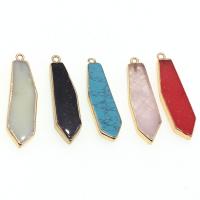 Gemstone Pendants Jewelry, with Tibetan Style, more colors for choice, 46x14x4mm, Sold By PC
