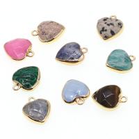 Gemstone Vedhæng Smykker, Ædelsten, med Zinc Alloy, Heart, flere farver til valg, 18x15x7mm, Solgt af PC