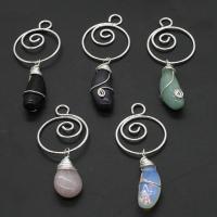 Gemstone Pendants Jewelry, with Tibetan Style, more colors for choice, 33x11x8mm, Sold By PC