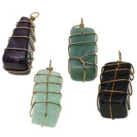 Gemstone Pendants Jewelry, with Tibetan Style, Square, more colors for choice, 50x20x9mm, Sold By PC