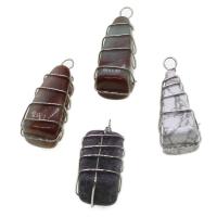 Gemstone Pendants Jewelry, with Tibetan Style, more colors for choice, 50x20x13mm, Sold By PC