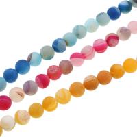 Natürliche Streifen Achat Perlen, rund, DIY & satiniert, keine, verkauft per 38 cm Strang