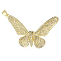 Cubic Zirconia Micro Pave Brass Pendant, Butterfly, gold color plated, DIY & micro pave cubic zirconia, golden, 48x27x3.50mm, Hole:Approx 3mm, 5PCs/Lot, Sold By Lot